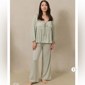 Solly Baby Sage Green Checkered Pajama Set